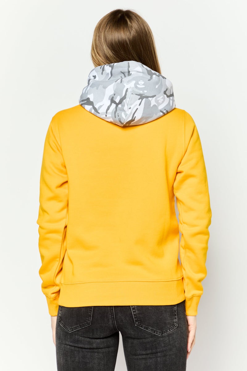 Aape By A Bathing Ape Women Embroidered Logo Long Sleeve Hoodies, Yellow Combo - Image 3